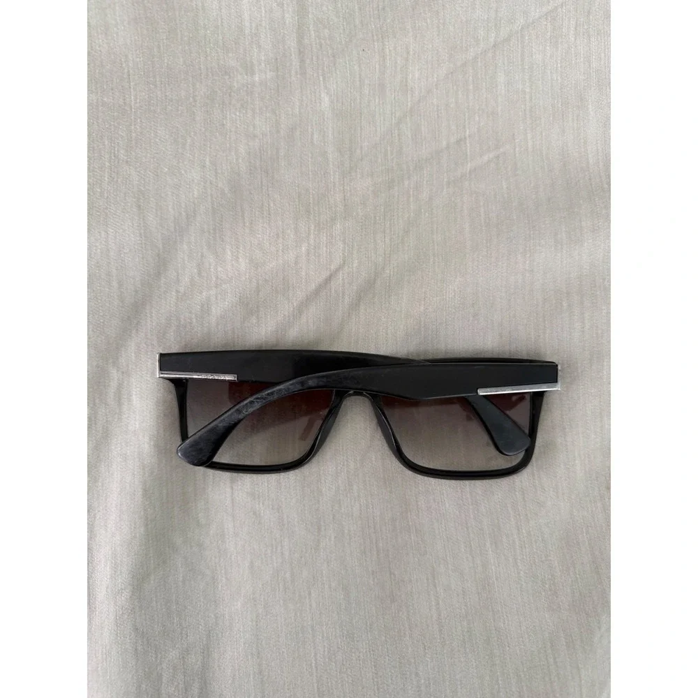Prada SPR01P Black Square Sunglasses Gradient Lens Silver Logo Made in Italy